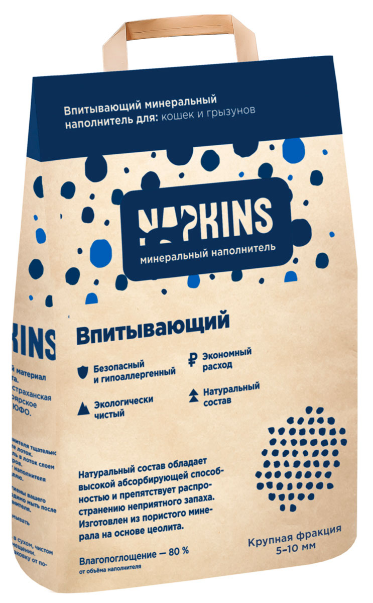

Napkins наполнитель впитывающий для туалета кошек крупная фракция (6 кг)