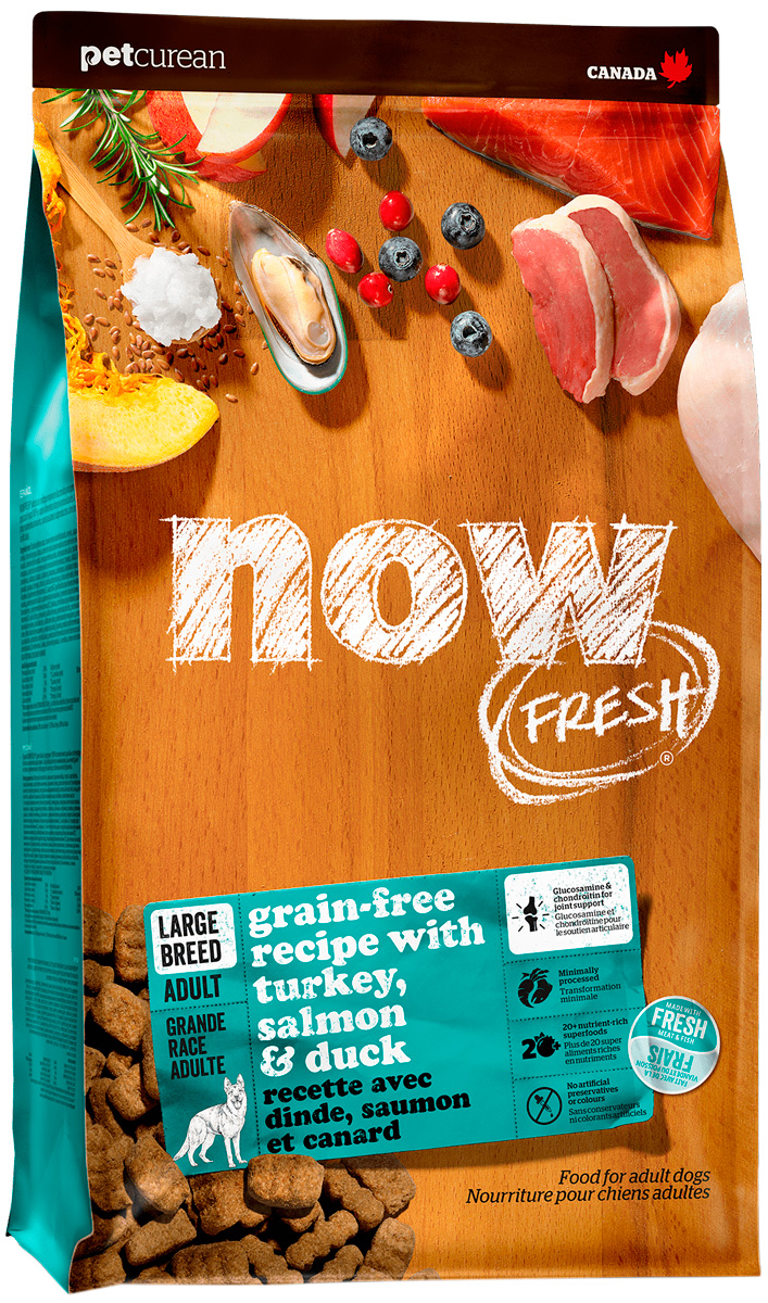 Now Fresh Dog Adult Large Breed беззерновой для взрослых собак крупных пород с индейкой, уткой и овощами (5,44 + 5,44 кг)