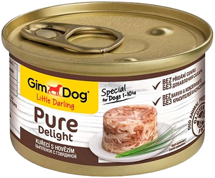 

Gimdog Pure Delight для взрослых собак с курицей и говядиной в желе (85 гр х 12 шт)