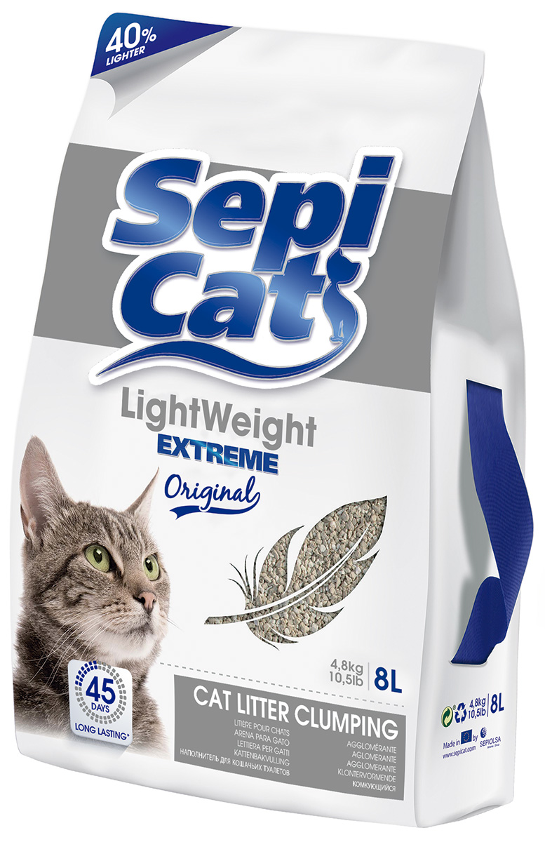 

Sepi Cat Lightweight Extreme Original наполнитель комкующийся для туалета кошек Облегченный Экстра без запаха (4,8 кг)