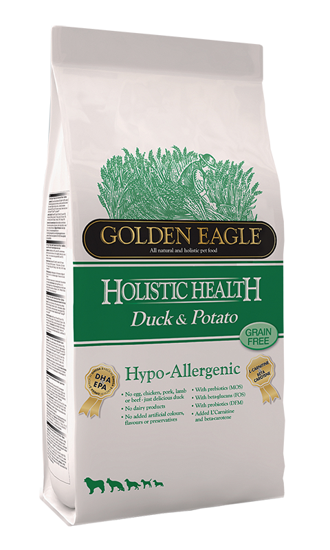 

Golden Eagle Holistic Health Dog Adult Hypoallergenic Duck & Potato беззерновой для взрослых собак при аллергии с уткой и картофелем (10 + 10 кг)