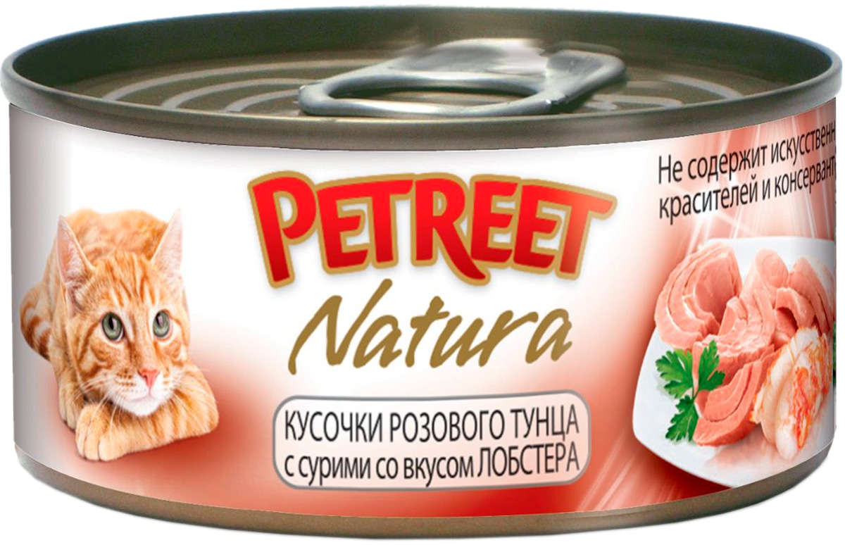 

Petreet Natura для взрослых кошек с тунцом и лобстером (70 гр)