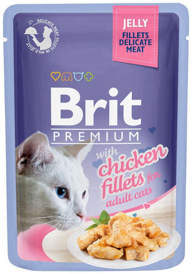 Brit Premium Cat Jelly Chicken Fillets для взрослых кошек кусочки филе курицы в желе 85 гр (85 гр)