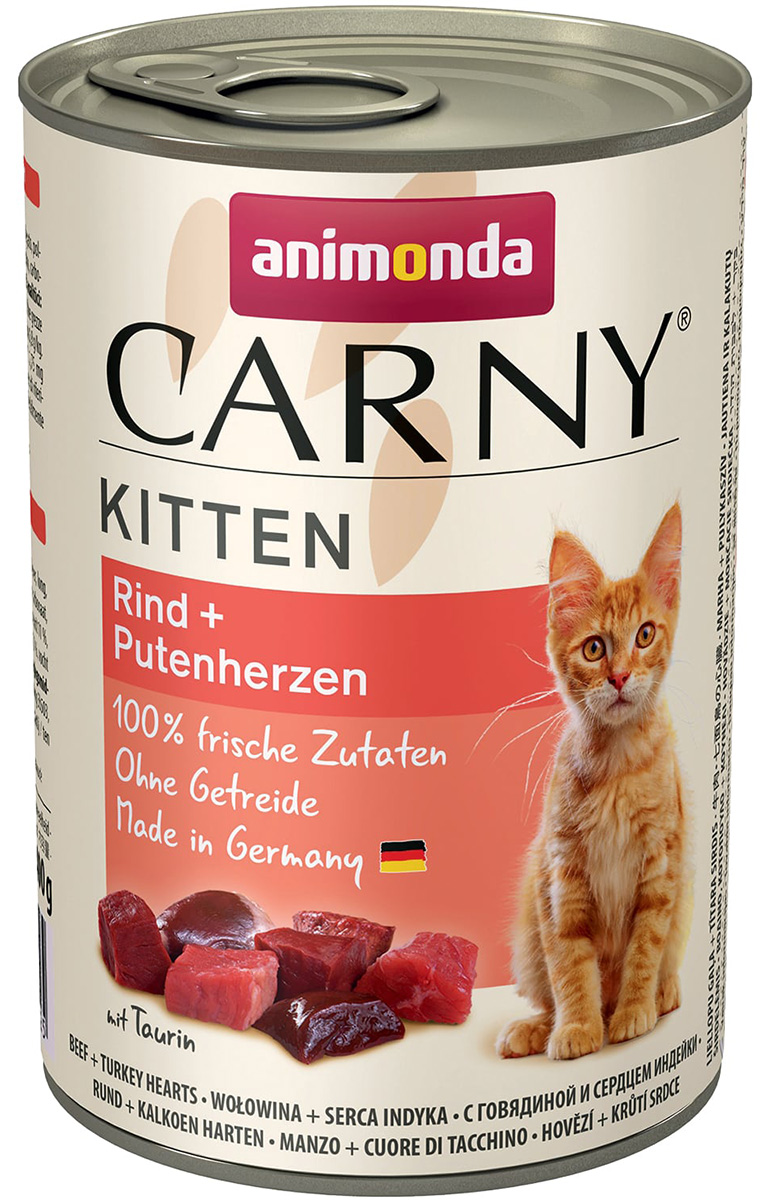 

Animonda Carny Kitten Rind & Putenherzen для котят с говядиной и сердцем индейки 76537 (400 гр)