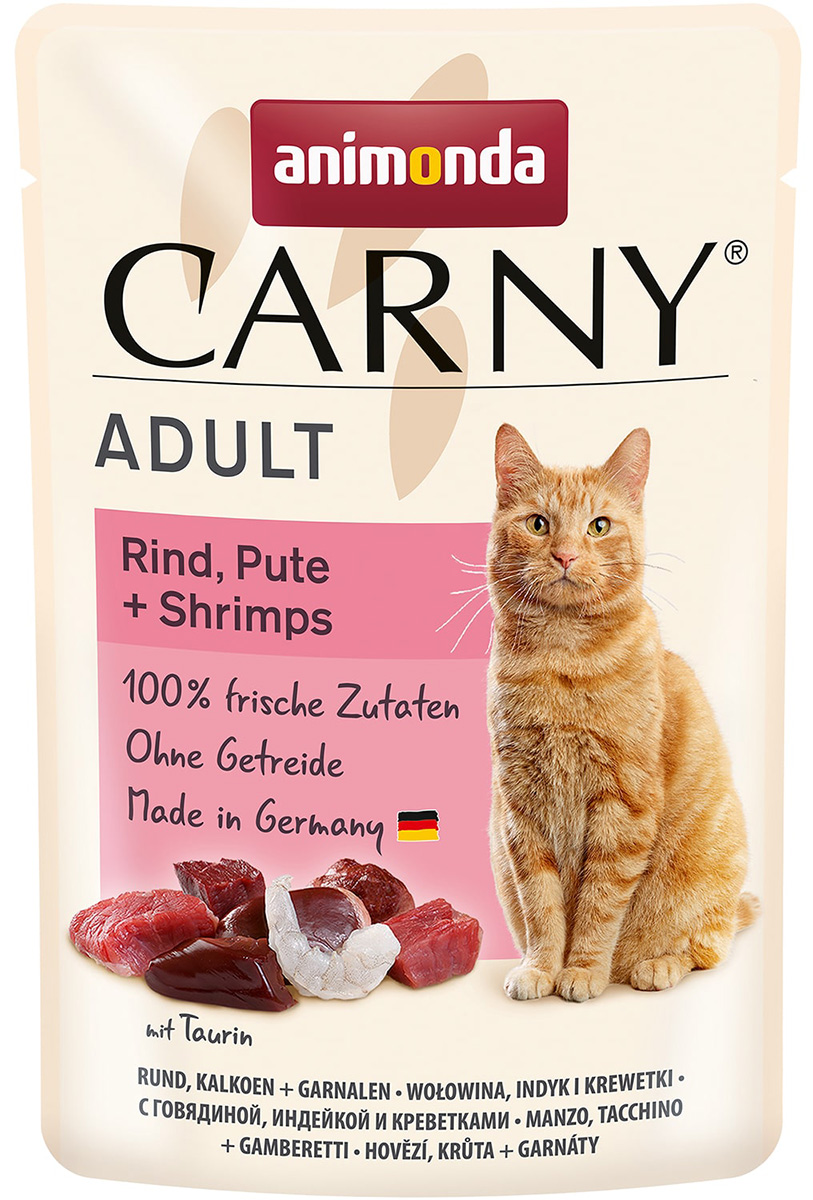 

Animonda Carny Adult Rind, Pute & Shrimps для взрослых кошек с говядиной, индейкой и креветками 83079 (85 гр (2 + 1 шт))