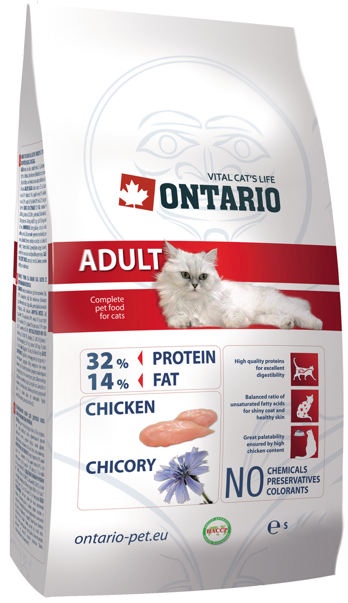 

Ontario Cat Adult Chicken для взрослых кошек с курицей (10 кг)