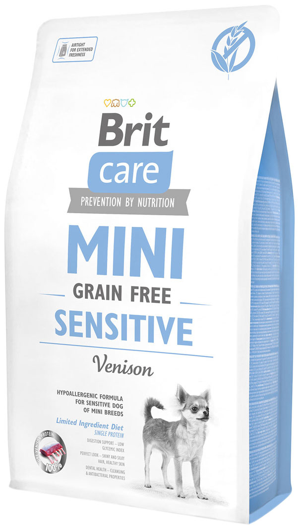 

Brit Care Mini Grain Free Sensitive беззерновой для взрослых собак маленьких пород при аллергии с олениной (2 кг)