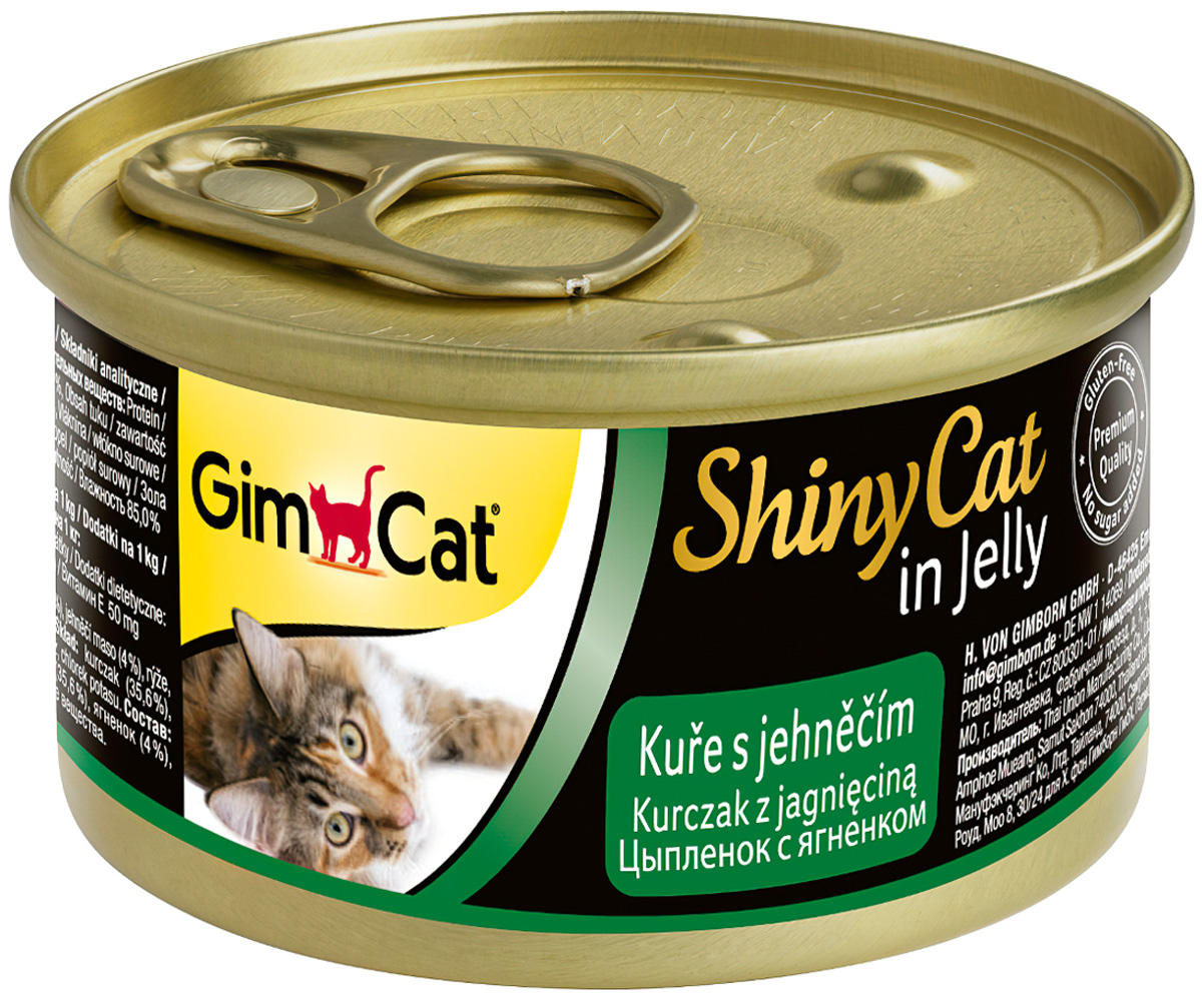 

Gimcat Shinycat для взрослых кошек с курицей и ягненком в желе (70 гр)