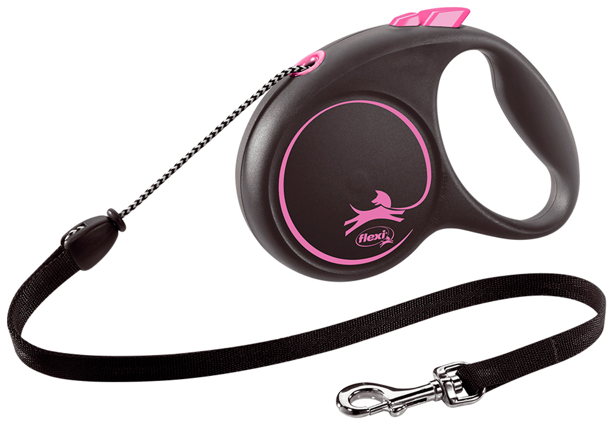 

Flexi Black Design Cord тросовый поводок рулетка для животных 5 м размер M розовый (1 шт)