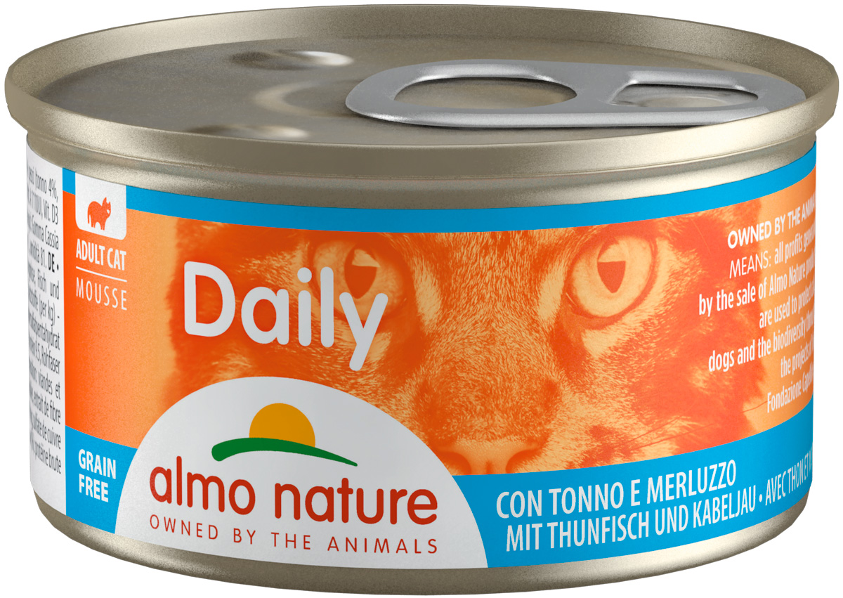 

Almo Nature Cat Daily Menu беззерновые для взрослых кошек нежный мусс с тунцом и треской (85 гр х 24 шт)