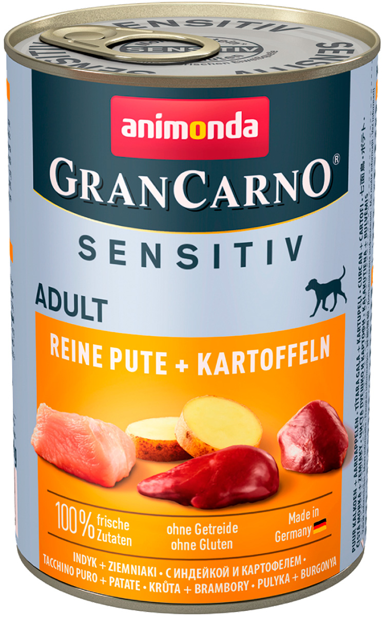 

Animonda Gran Carno Sensitiv Adult Reine Pute & Kartoffeln для взрослых собак с индейкой и картофелем (400 гр)