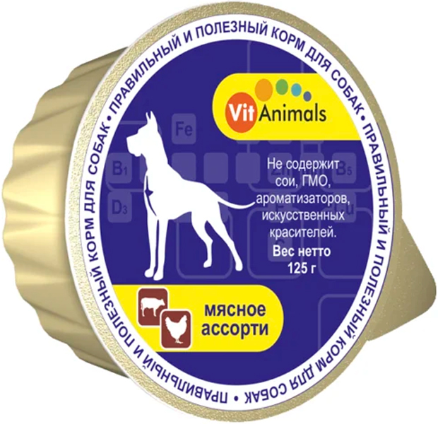 

Vitanimals для взрослых собак с мясным ассорти 55200 (125 гр)