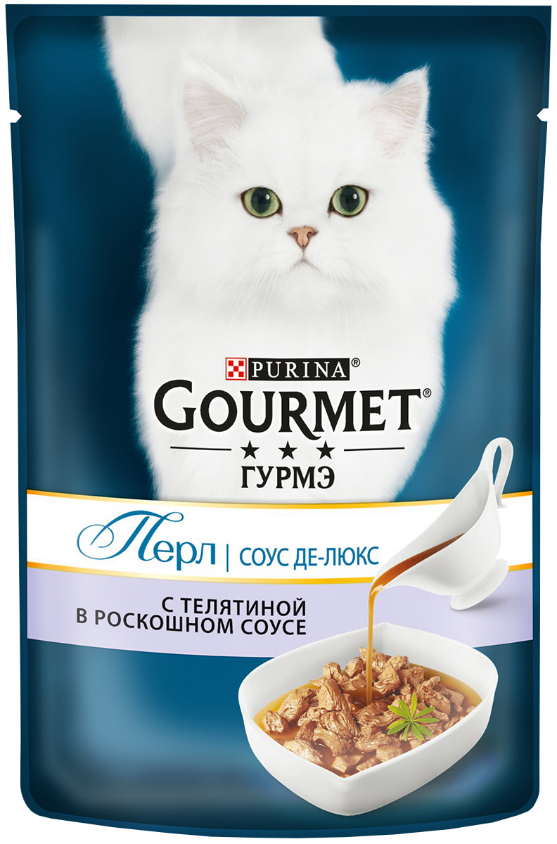

Gourmet Perle соус де-люкс для взрослых кошек с телятиной в соусе (85 гр)
