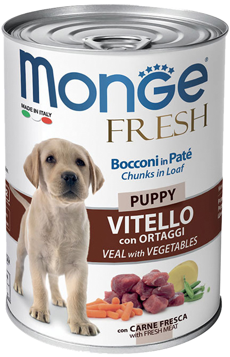 

Monge Fresh Puppy Chunks In Loaf для щенков мясной рулет с телятиной и овощами (400 гр)