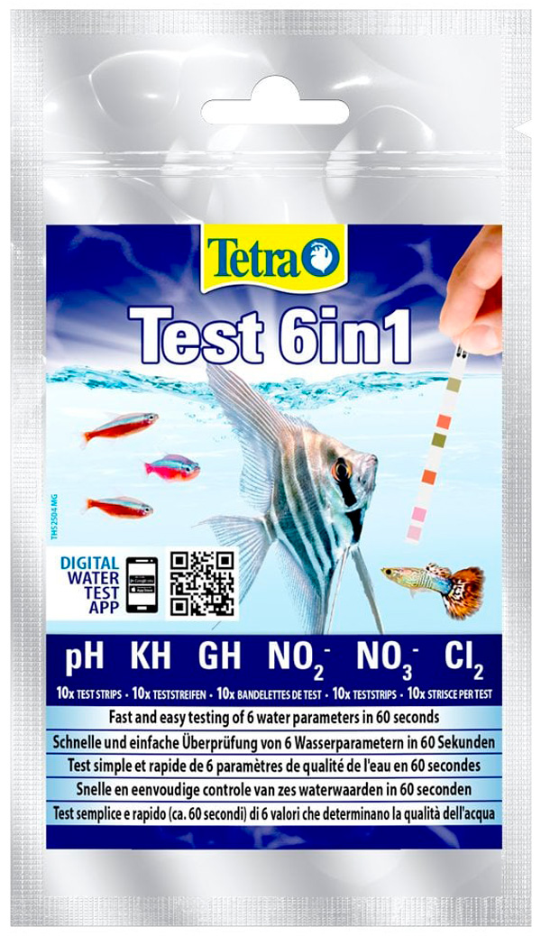 

Tetra Test 6 in 1 набор полосок-тестов для пресной воды GH/kH/NO2/NO3/pH/CL2 уп. 10 шт (1 уп)