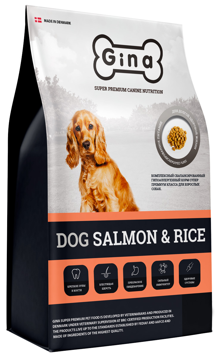 

Gina Dog Salmon & Rice гипоаллергенный для взрослых собак с лососем и рисом (3 кг)