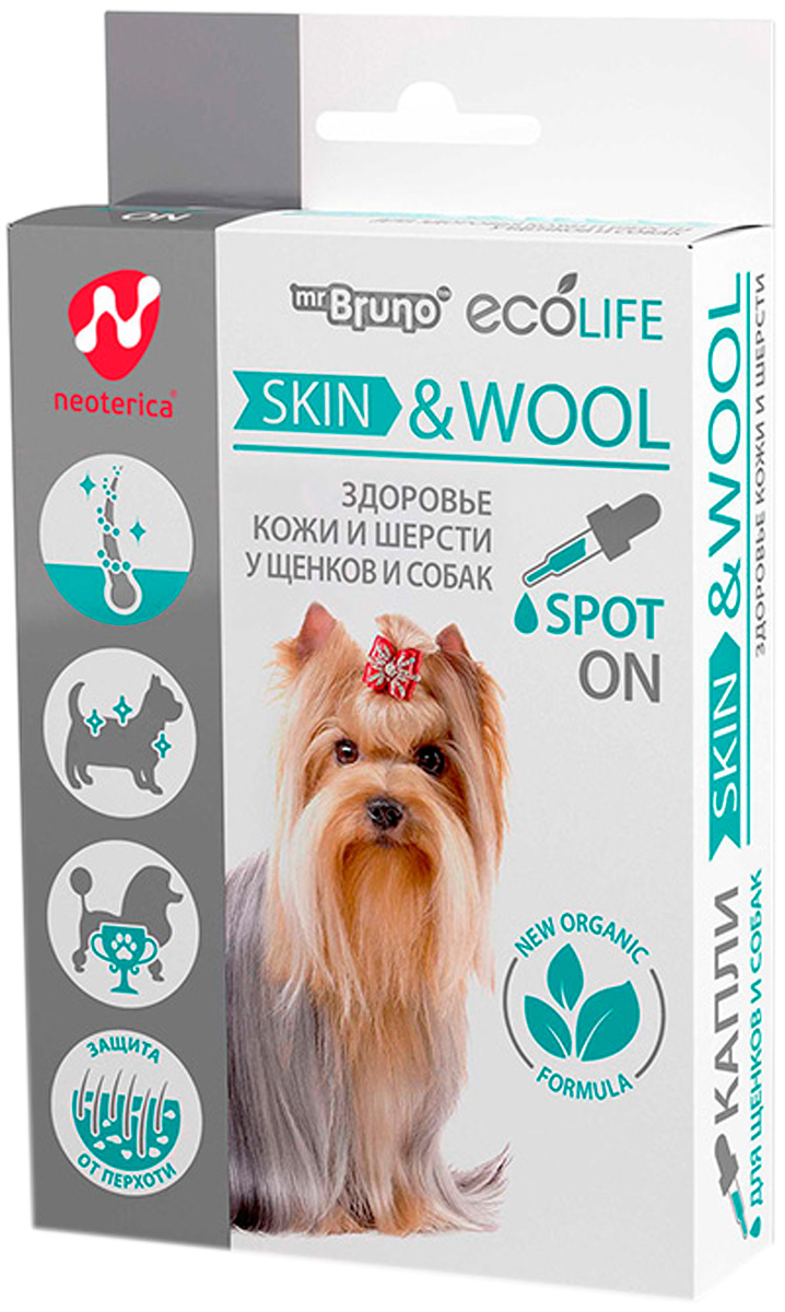 

Mr.bruno Ecolife Skin & Wool капли для собак и щенков для здоровья кожи и шерсти 10 мл (1 шт)