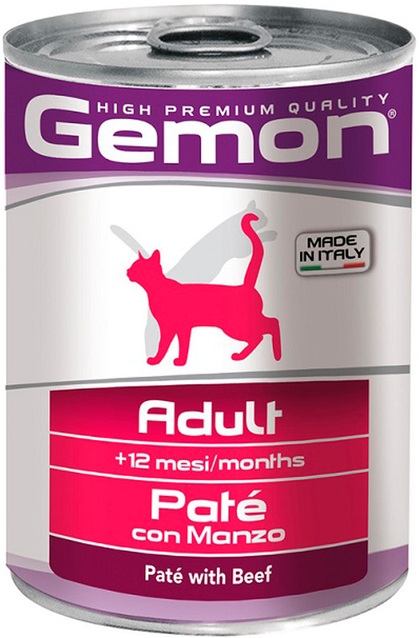 

Gemon Cat Adult для взрослых кошек паштет с говядиной 70299961 (400 гр х 24 шт)