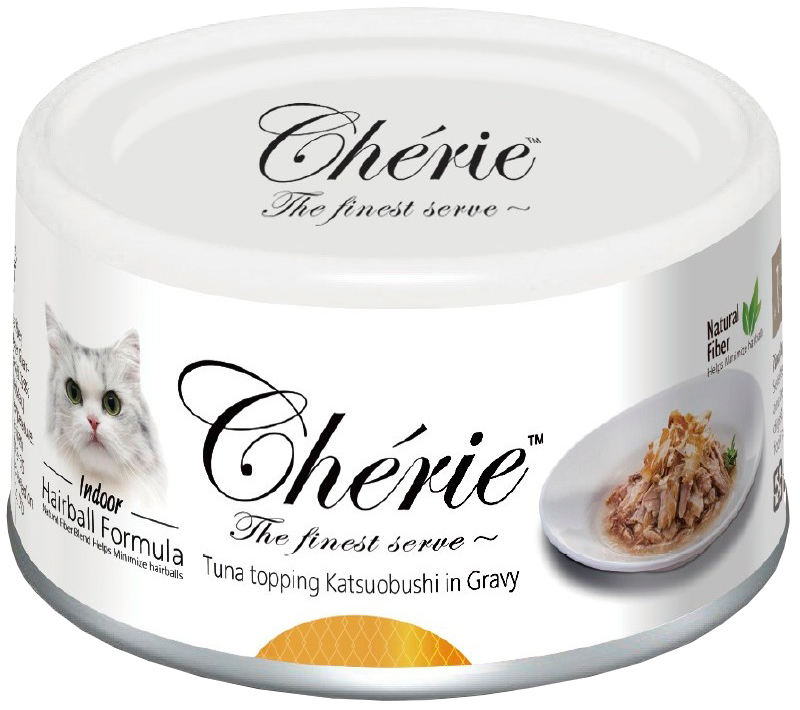 

Pettric Cherie Adult Cat Hairball Control Tuna & Katsuobushi для взрослых кошек для вывода шерсти с тунцом и копчеными хлопьями тунца бонито в подливе (80 гр)