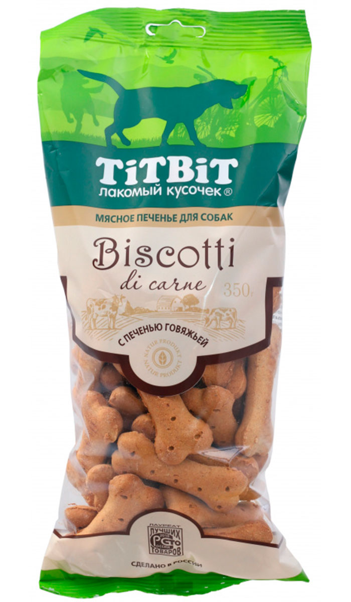 

Лакомство Tit Bit Biscotti для собак печенье с печенью говяжьей (350 гр)