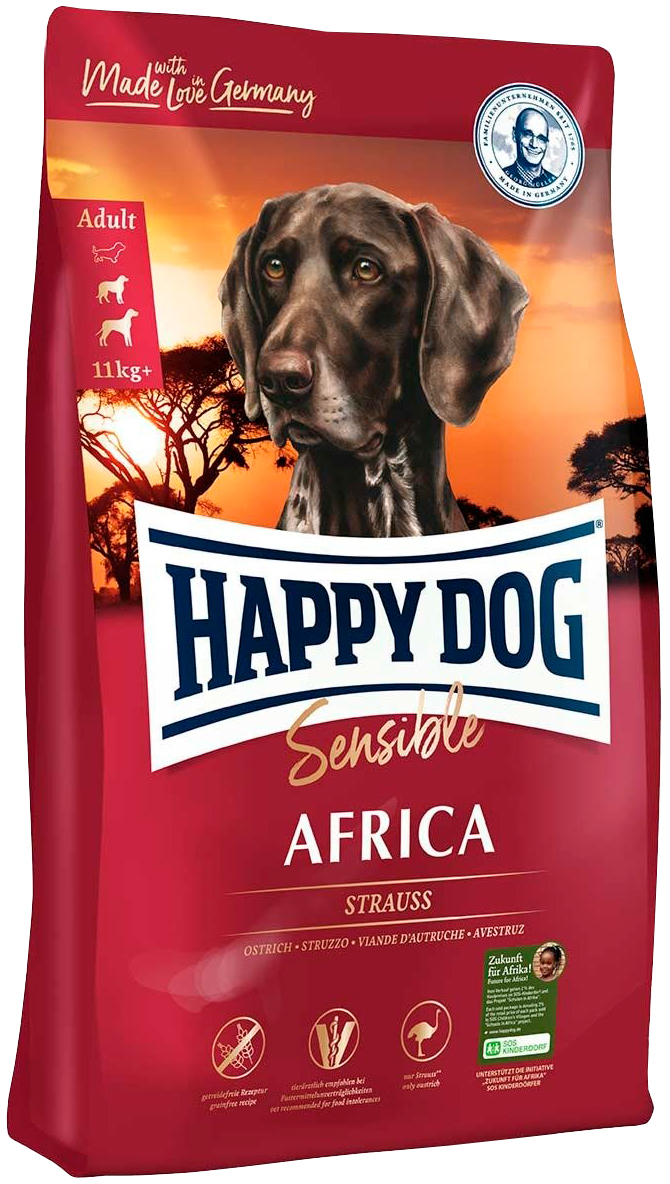 

Happy Dog Supreme Africa Sensible Nutrition для взрослых собак всех пород при аллергии со страусом и картофелем (1 кг)