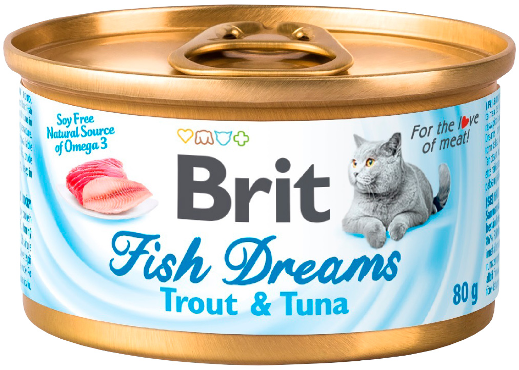 

Brit Care Fish Dreams для взрослых кошек с форелью и тунцом (80 гр)