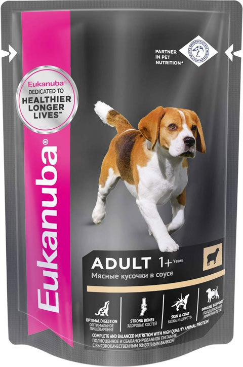 

Eukanuba Dog Adult Lamb для взрослых собак с ягненком в соусе (100 гр х 24 шт)