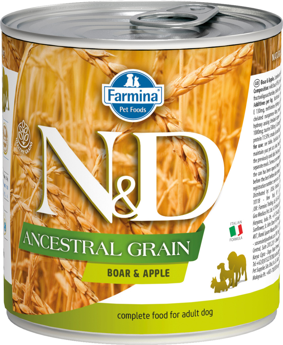 

Farmina Dog N&d Ancestral Grain Adult Boar & Apple низкозерновые для взрослых собак всех пород с кабаном и яблоком (285 гр)
