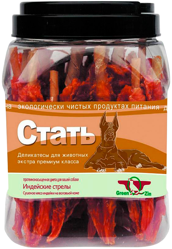Лакомство Green Qzin Стать для собак всех пород мясо индейки сушеное на воловьей коже 600 гр (1 шт)