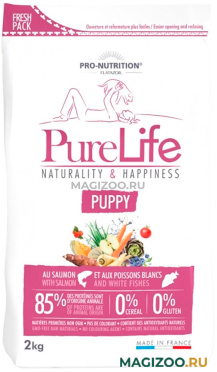 Сухой корм FLATAZOR PURE LIFE PUPPY для щенков всех пород с лососем и белой рыбой (2 кг)