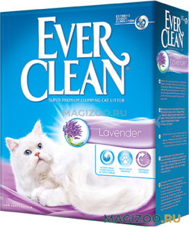 EVER CLEAN LAVENDER наполнитель комкующийся для туалета кошек с ароматом лаванды сиреневая полоска (6 л УЦ)