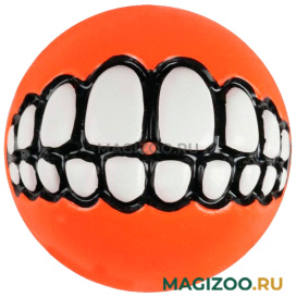Игрушка для собак Rogz Grinz Ball мяч с принтом и отверстием для лакомств большой оранжевый (1 шт)