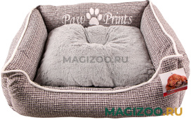 Лежак для животных Pet Choice Paw Prints с двухсторонней подушкой серый 62 х 50 х 17 см (1 шт)