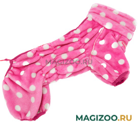 FOR MY DOGS комбинезон для собак плюш розовый в горох для девочек FW948-2020 F (10)