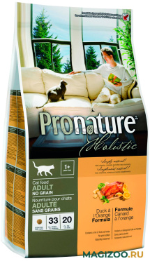 Сухой корм PRONATURE HOLISTIC CAT ADULT NO GRAIN беззерновой для взрослых кошек с уткой и апельсином (0,34 кг)