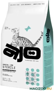 Сухой корм AJO CAT SPECIAL LINE STERILE для кастрированных котов и стерилизованных кошек с высоким содержанием белка с индейкой и уткой (10 кг)