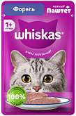 WHISKAS для взрослых кошек паштет с форелью пауч (75 гр)