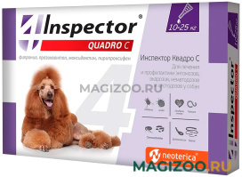 INSPECTOR QUADRO C капли для собак весом от 10 до 25 кг против внутренних и внешних паразитов (1 пипетка)