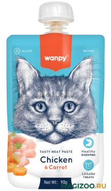 Лакомство WANPY CAT для кошек мясной мусс с курицей и морковью (90 гр)