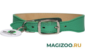 Ошейник кожаный для собак Mr.Kranch с QR-адресником зеленый 33 – 40 см (1 шт)