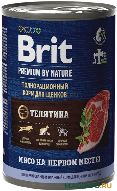 Влажный корм (консервы) BRIT PREMIUM BY NATURE DOG для щенков с телятиной (410 гр УЦ)
