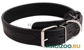 Ошейник для собак кожаный с двойной строчкой, черный, шир. 35 мм, ZooMaster (50 см)