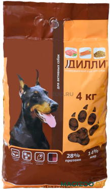 Сухой корм ДИЛЛИ для взрослых активных собак всех пород (4 кг)