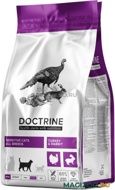Сухой корм DOCTRINE CAT ADULT SENSITIVE TURKEY & RABBIT беззерновой для взрослых кошек с чувствительным пищеварением с индейкой и кроликом (0,8 кг)