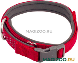 Ошейник для собак светоотражающий Каскад Premium неопреновая подкладка красный 25 мм 42 – 64 см (1 шт)