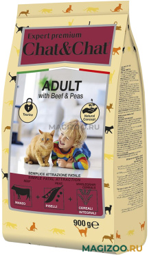 Сухой корм CHAT&CHAT EXPERT PREMIUM ADULT BEEF & PEAS для взрослых кошек с говядиной и горохом (0,9 кг)