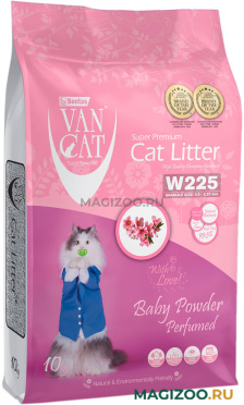 VAN CAT BABY POWDER наполнитель комкующийся для туалета кошек с ароматом детской присыпки (10 кг)