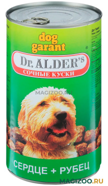 Влажный корм (консервы) DR. ALDER'S DOG GARANT для взрослых собак с рубцом и сердцем в соусе банка (1230 гр УЦ)