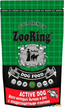 Сухой корм ZOORING ACTIVE DOG для активных взрослых собак средних и крупных пород с мясом молодых бычков и рисом для суставов с хондрозащитными агентами (2 кг)