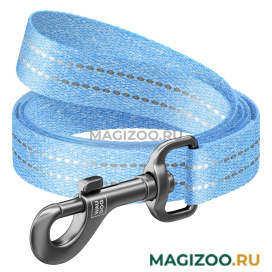 Поводок для собак со светоотражающей вставкой голубой 20 мм 200 см Collar WauDog Re-cotton  (1 шт)